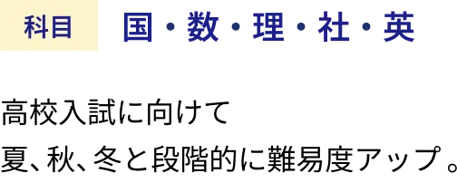 高校入試に向けて夏、秋、冬と段階的に難易度アップ。