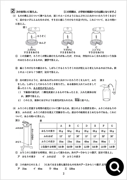 テスト見本（中学）